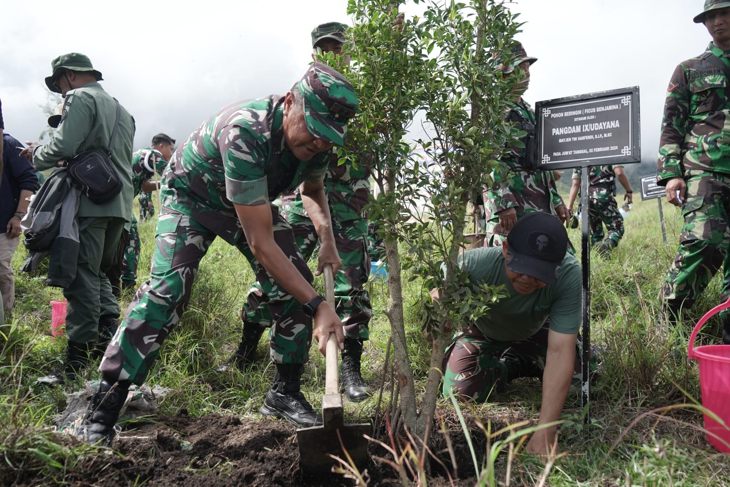 Penanaman pohon yang diinisiasi Korem 162/WB  di Gunung Rinjani.