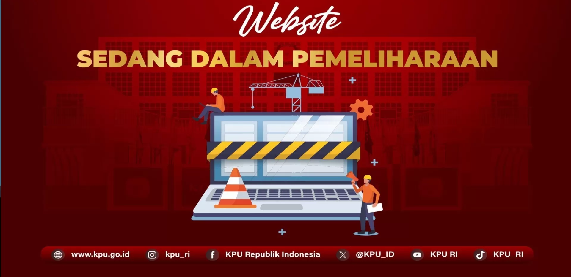 Tangkapan layar situs KPU down ketika diakses versi web pada hari pencoblosan, Rabu (14/2). (Rian Alfianto/JawaPos.com)