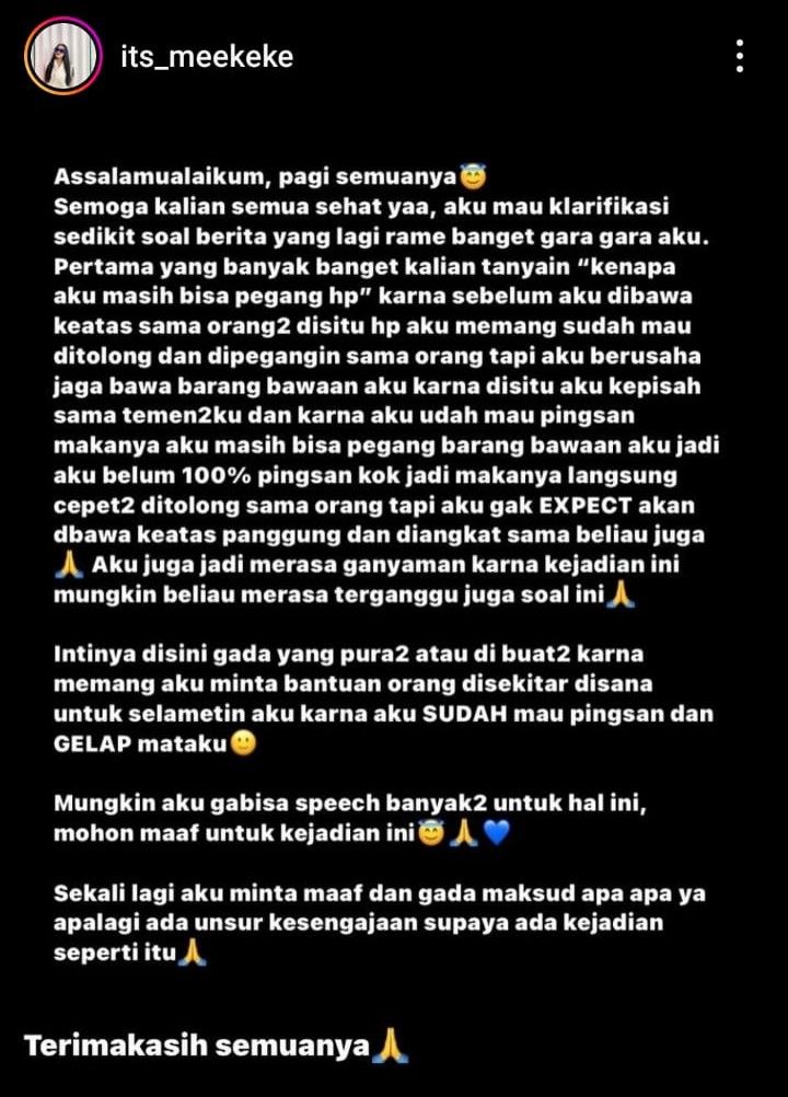 Klarifikasi Keke Afifah yang digendong Mayor Teddy. (Instagram its_meekeke)
