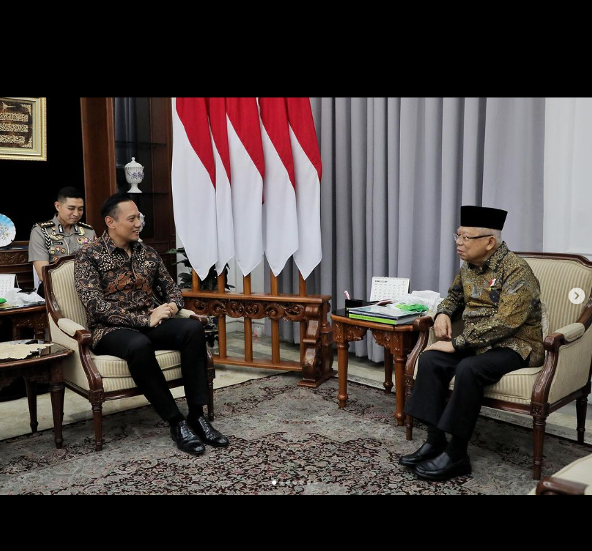 Tangkapan layar IG AHY yang memperlihatkan pertemuan dirinya dengan Wakil Presiden Maruf Amin.