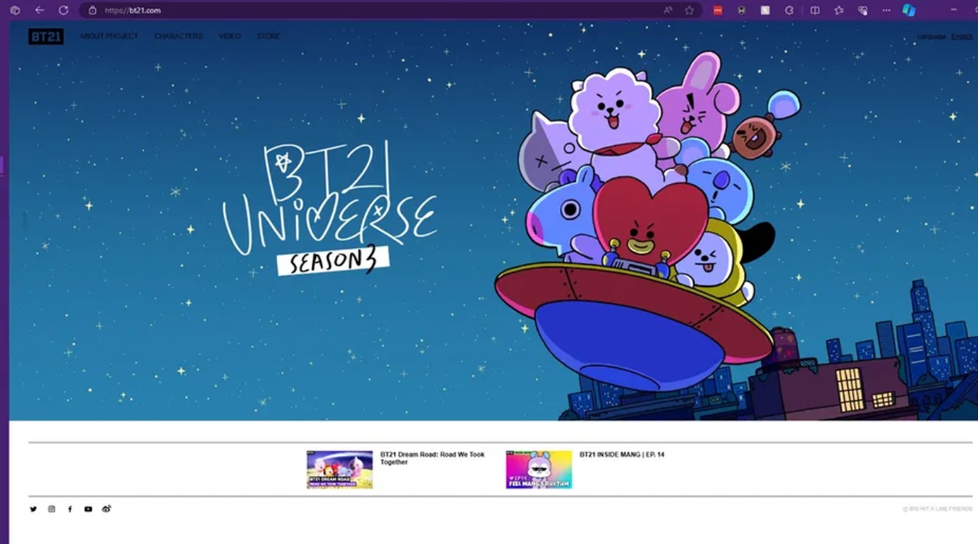 tampilan website asli BT21