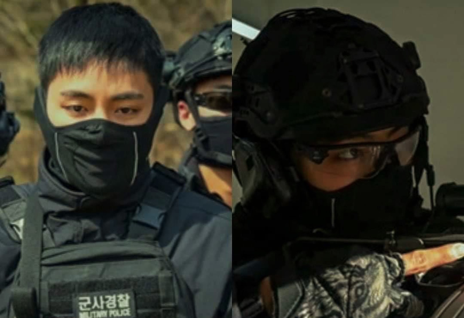 Penampilan V BTS sebagai detasemen khusus di korps polisi militer selama wamil.