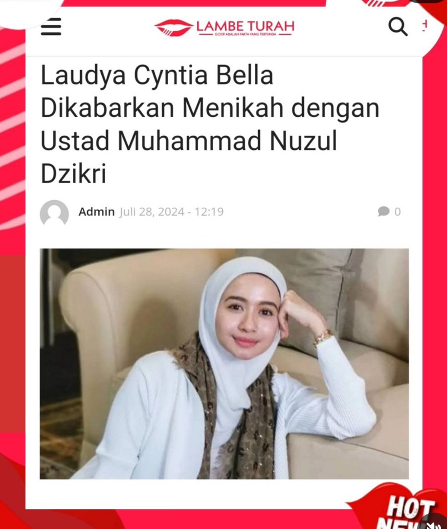HOAX: Tangkapan layar salah satu akun Instagram yang mengabarkan informasi soal pernikahan Laudya Cinthia Bella dengan salah seorang ustadz.