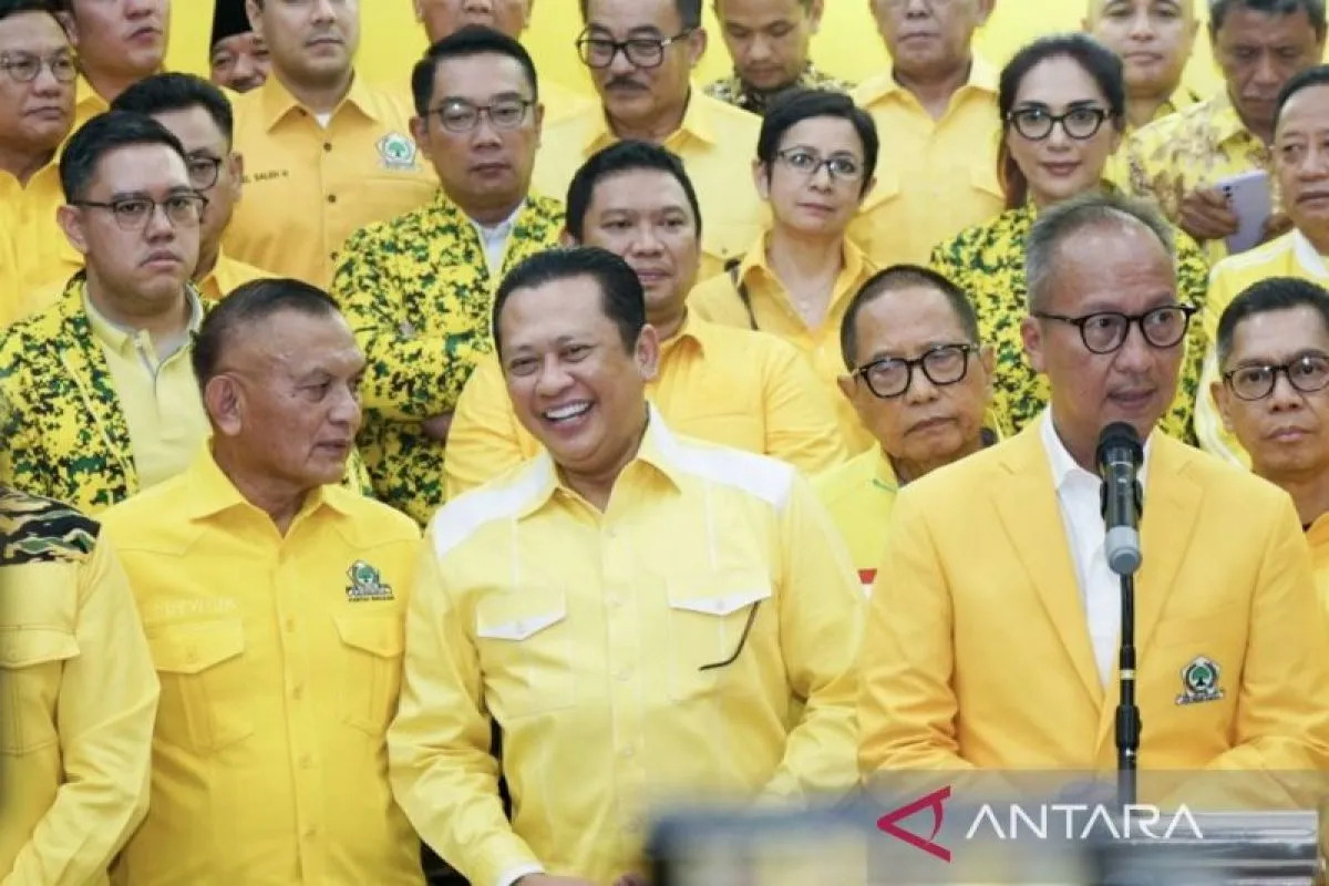 Wakil Ketua Umum DPP Partai Golkar Bambang Soesatyo saat mengikuti konferensi pers Partai Golkar. (ANTARA/Dokumentasi Pribadi).