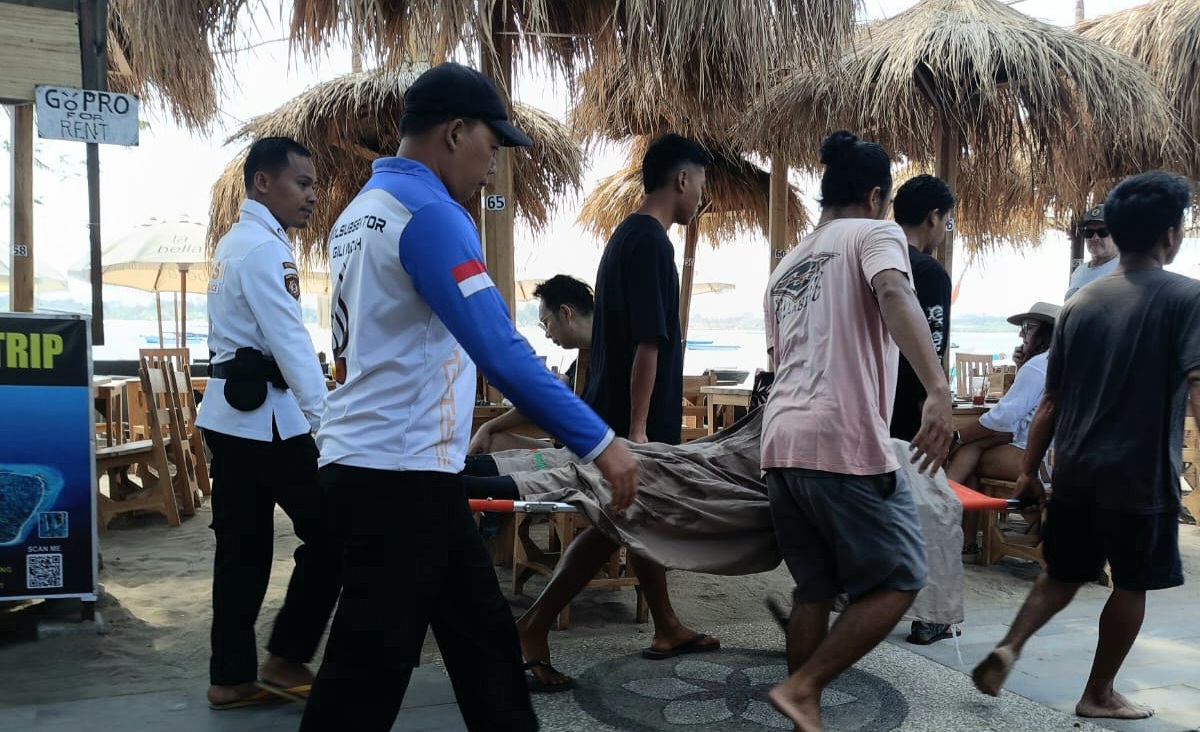 TAK BERNYAWA: WNA asal Korea Selatan KJ ditemukan meninggal dunia di pantai depan Melati Cottage Gili Trawangan, Minggu (8/9)
