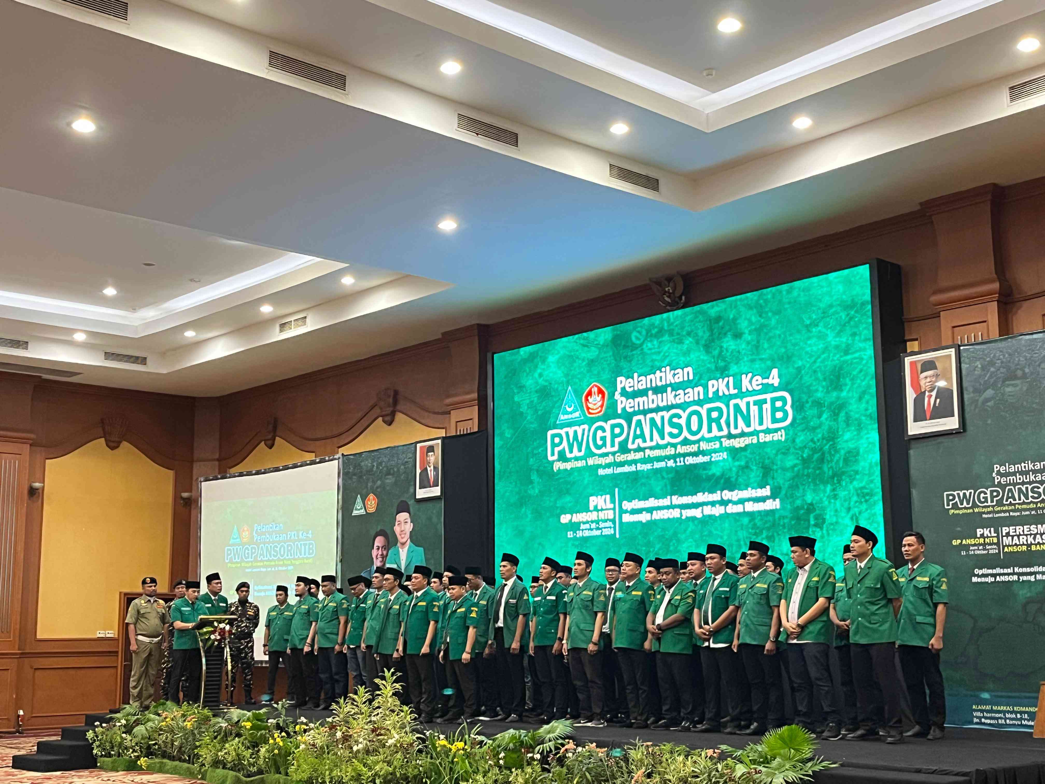 Perwakilan dari pengurus pusat GP Ansor melantik para PW GP Ansor NTB Masa Khidmat 2024-2028, berlangsung dalam suasana rasa keakraban dari semua kader, di Mataram, Jumat (11/10).
