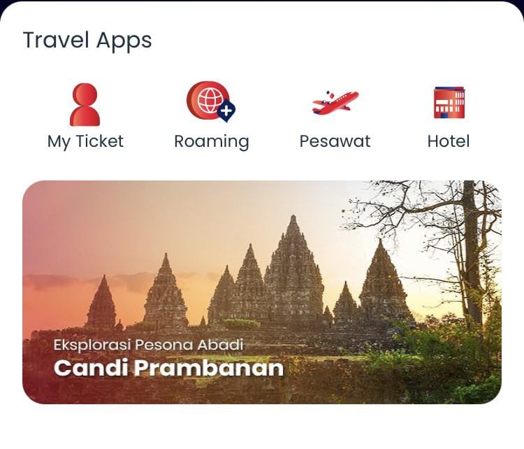 Menu Travel Apps yang disajikan My Telkomsel Super App.