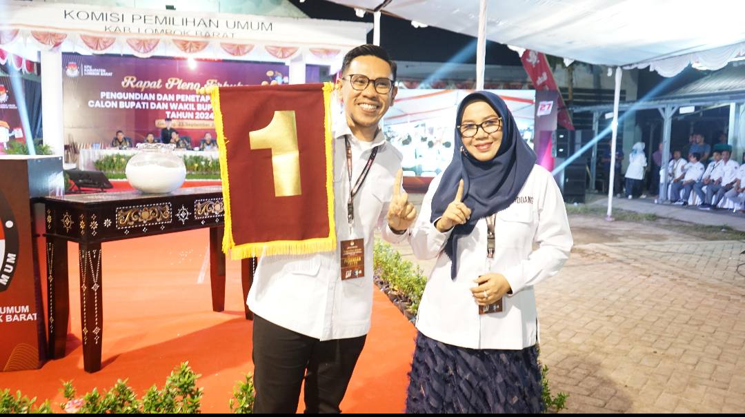KOMPAK: Pasangan Calon Bupati-Wakil Bupati Lombok Barat (Lobar) Nauvar Furqony Farinduan dan Hj Khairatun (Farin-Khairatun). TIM RINTUN FOR LOMBOK POST