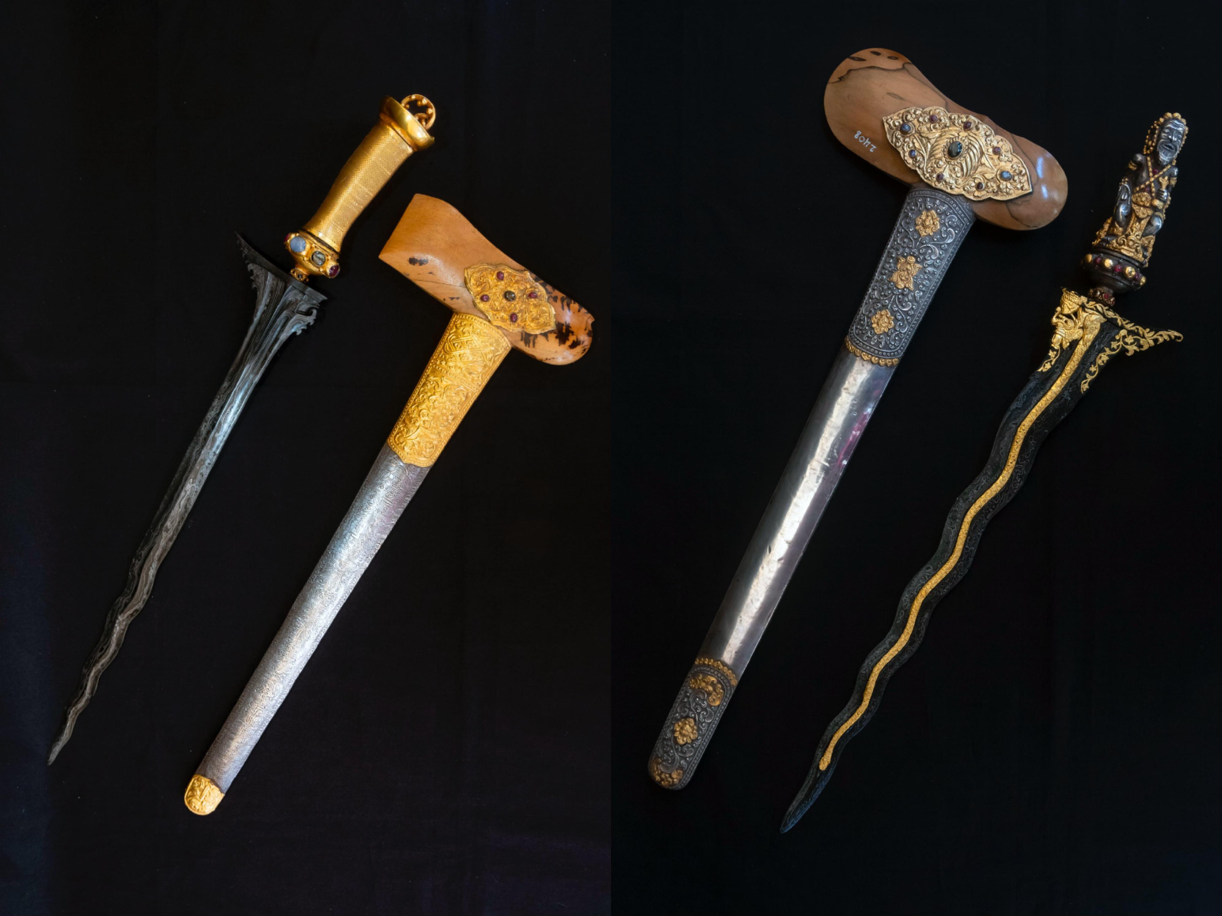 WARISAN BUDAYA: Keris Gerantim (kiri) dan Keris Togogan (kanan), koleksi Museum Negeri NTB yang akan dipamerkan di Islamic Arts Biennale 2025 di Jeddah, Arab Saudi.