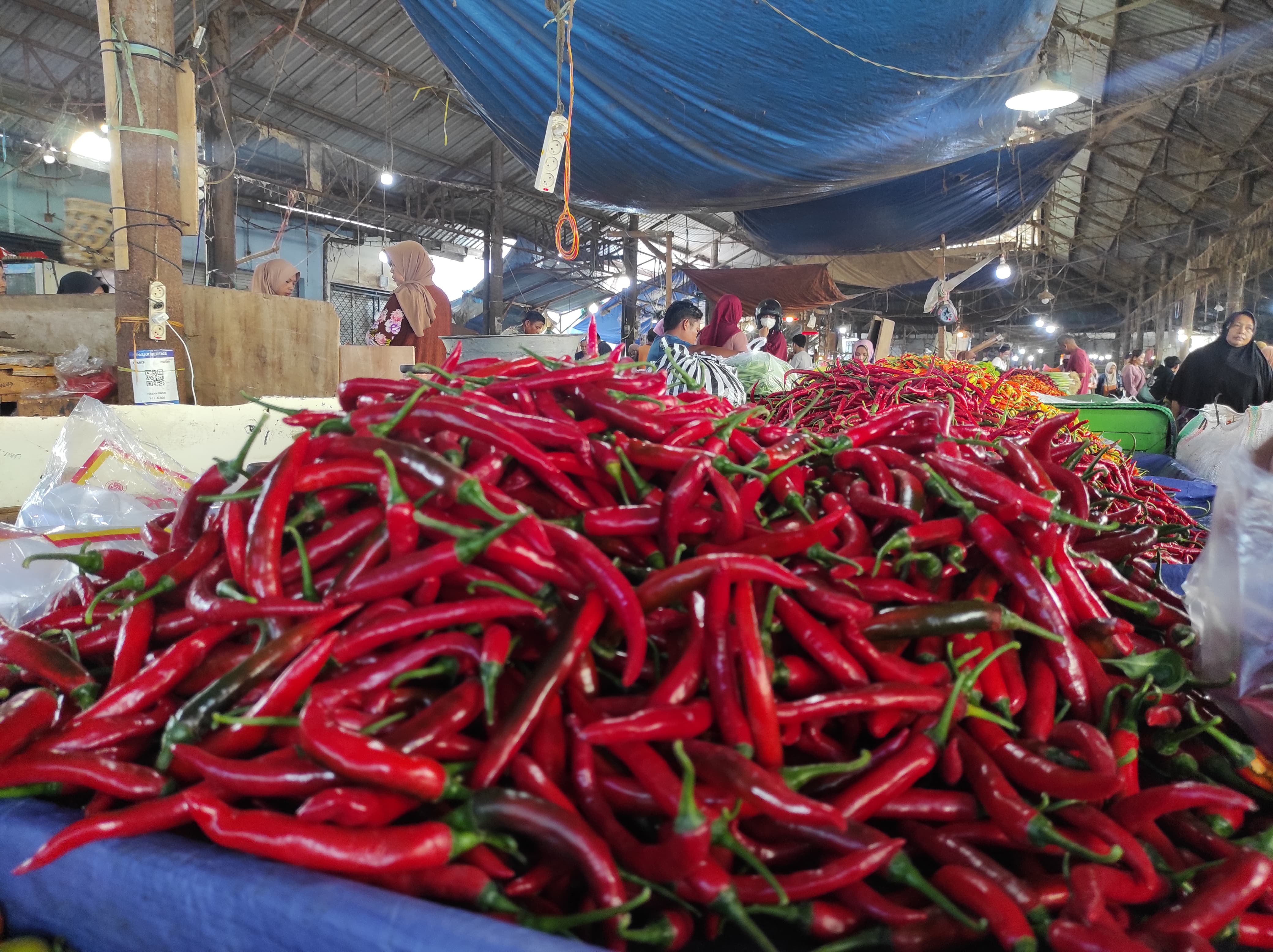 HARGA MEROKET: Komoditas cabai yang dijual di Pasar Mandalika, Mataram. Harga komoditas ini sudah melonjak sejak beberapa hari belakangan.