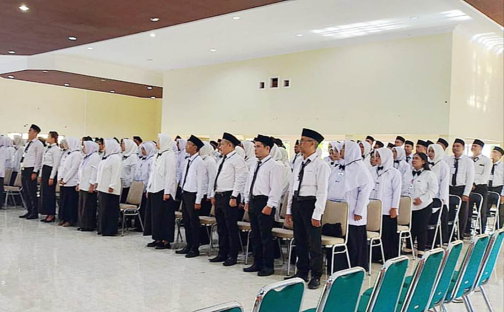 LULUS ORIENTASI: Peserta orientasi ASN PPPK Kota Mataram saat mengikuti penutupan di Gedung BPSDMD NTB, pekan lalu.