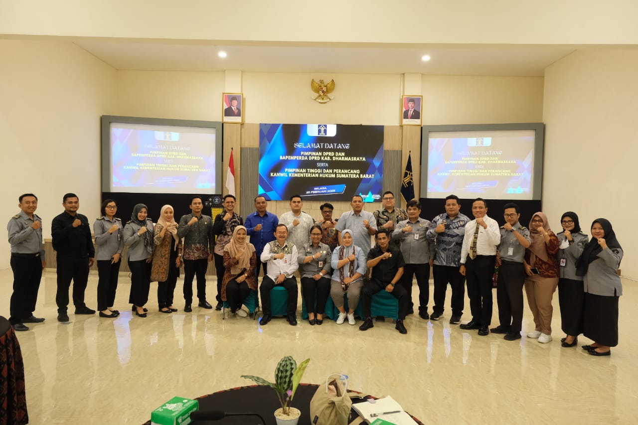 Kanwil Kemenkum NTB menerima kunjungan kerja Pimpinan DPRD Dharmasraya, Bapemperda DPRD Dharmasraya dan jajaran Kanwil Kemenkum Sumatra Barat pada, Selasa (25/2).