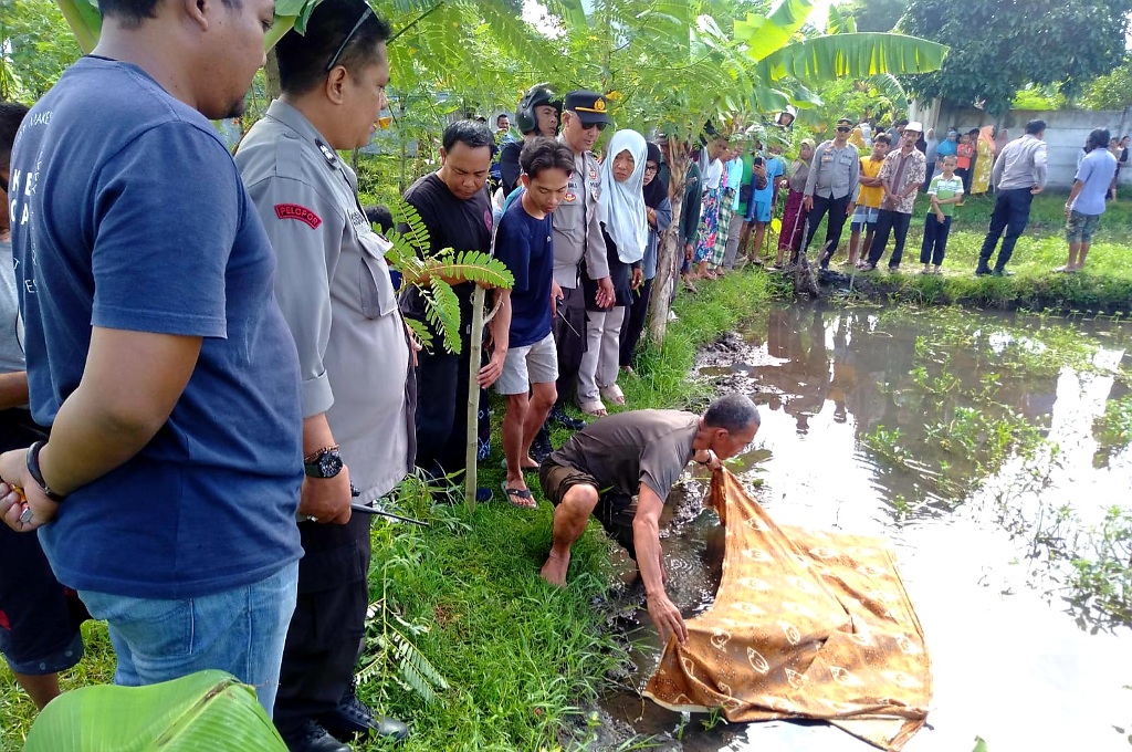 DITEMUKAN TAK BERNYAWA: Mayat seorang lansia ditemukan di kolam kangkung Kebon Talo, Kelurahan Ampenan Utara, Mataram, Kamis (27/2).