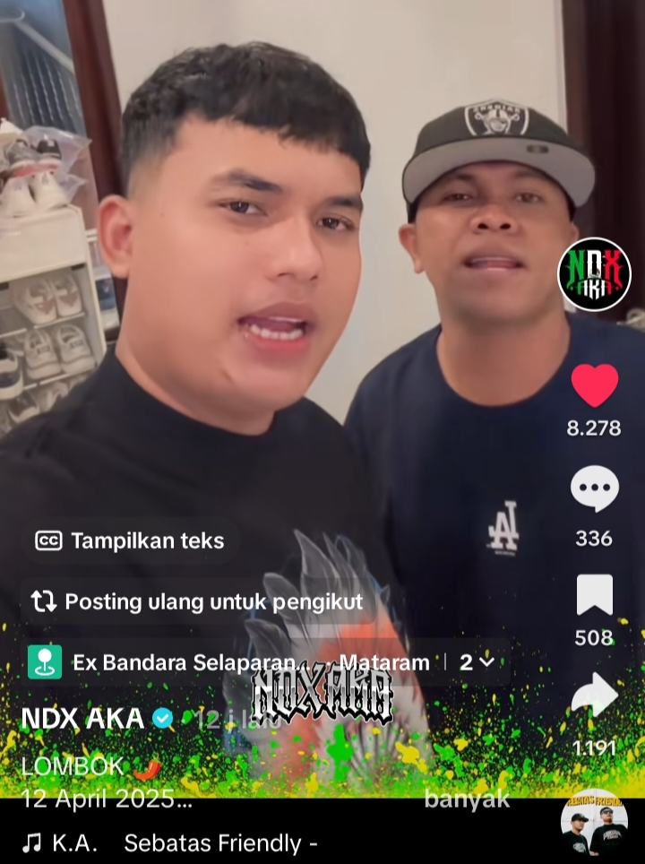 Yonanda dan Fajar sapa penggemar Lombok melalui akun TikTok NDX AKA yang akan menggelar konsernya di eks Bandara Selaparang, Kota Mataram.