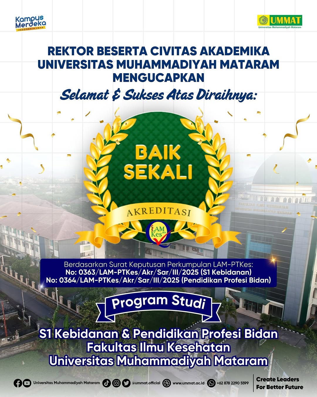 Prodi S1 Kebidanan dan Pendidikan Profesi Bidan FIK Ummat yang mendapatkan Akreditasi Baik Sekali