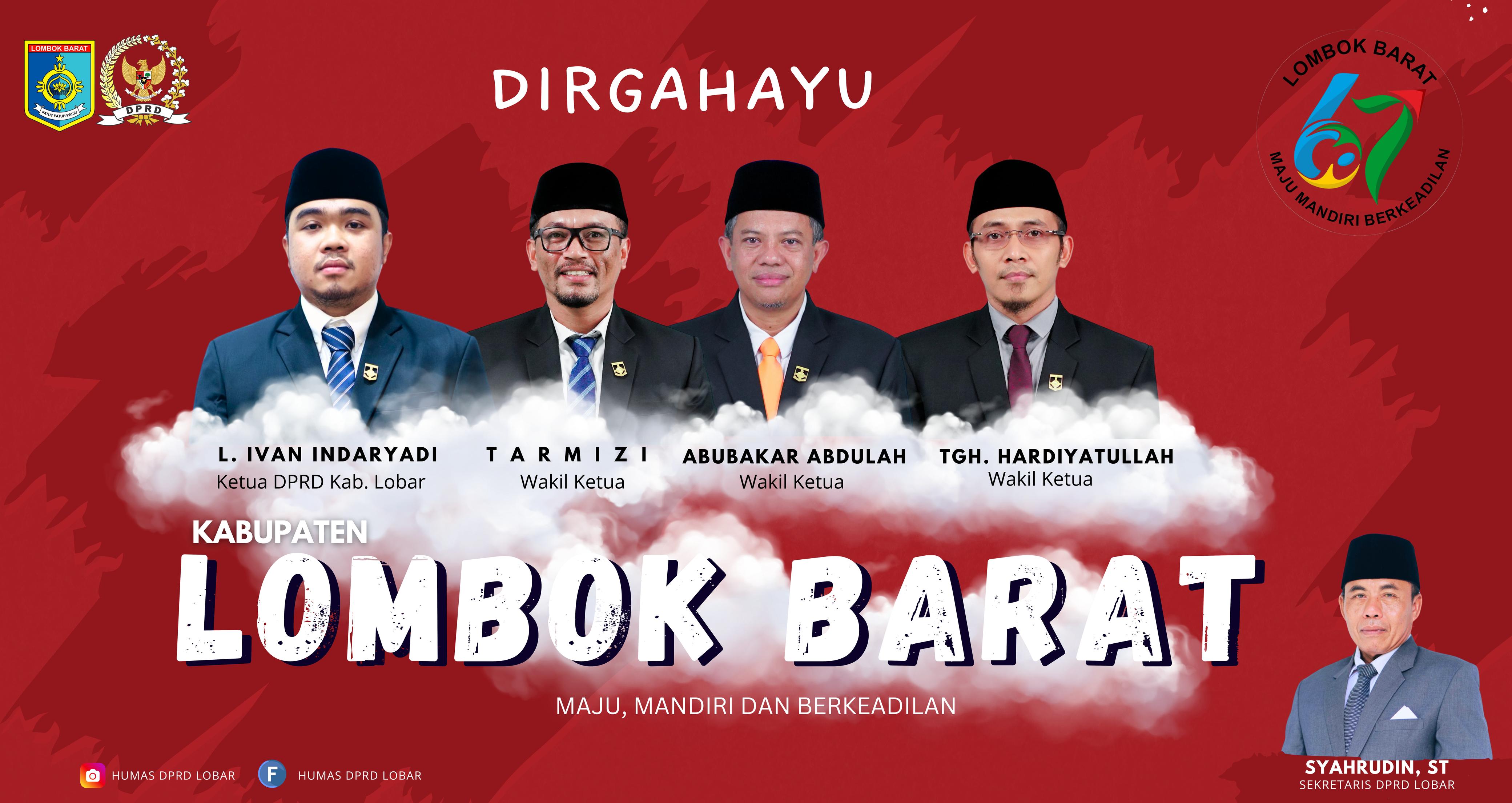 DPRD Lobar Mengucapkan Dirgahayu Kabupaten Lombok Barat ke 67
