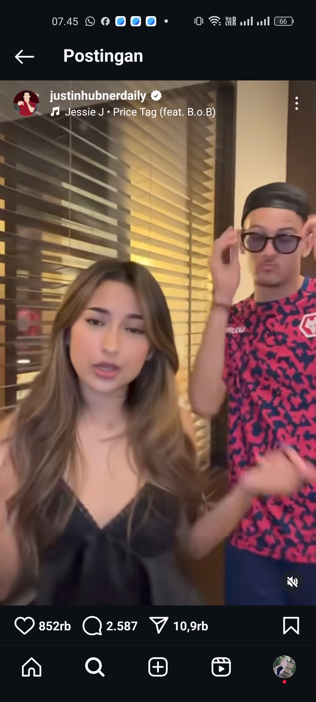 BUAT HEBOH: Video kedekatan antara Justin Hubner dan artis Jennifer Coppen. (Tangkapan layar IG@justinhubnerdaily)