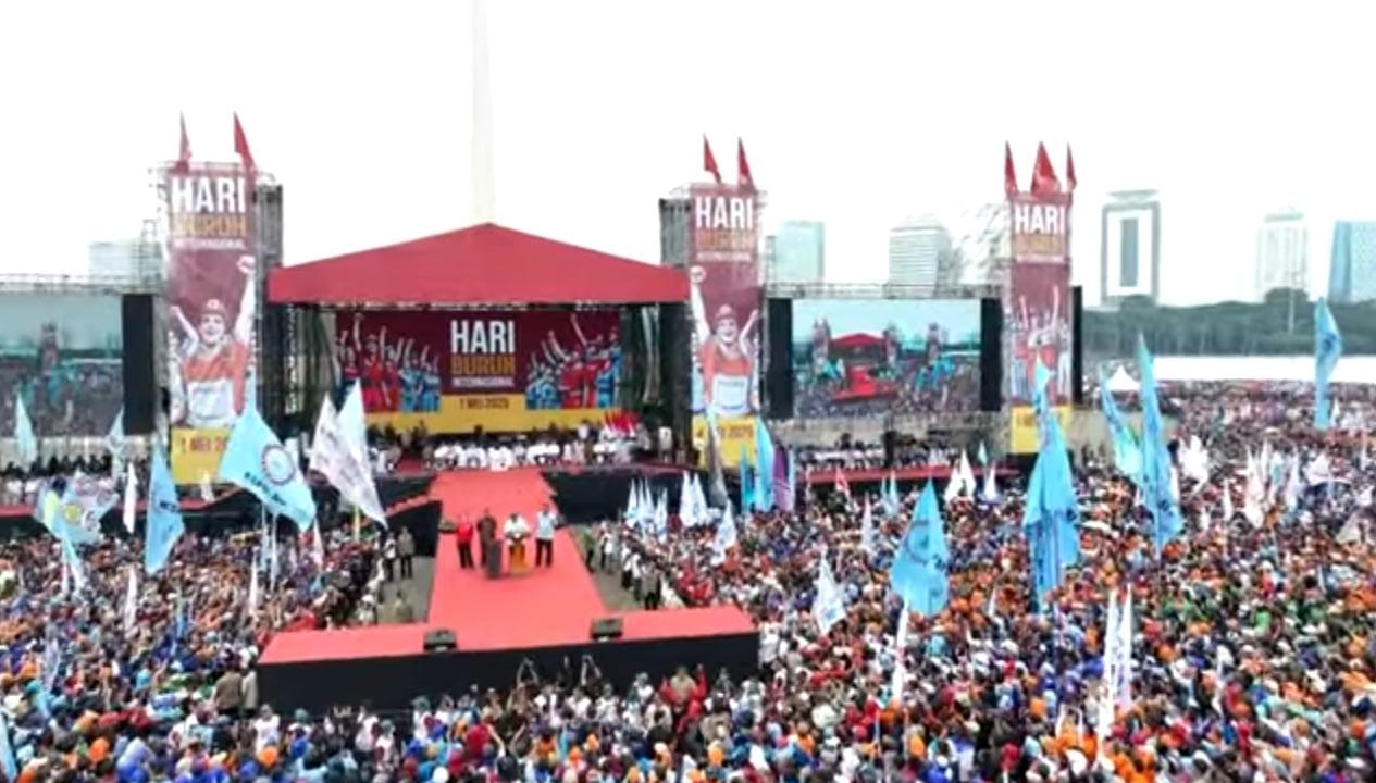 Suasana pidato Presiden RI Prabowo Subianto saat mengatakan dengan tegas lawan korupsi dan siap mati.
