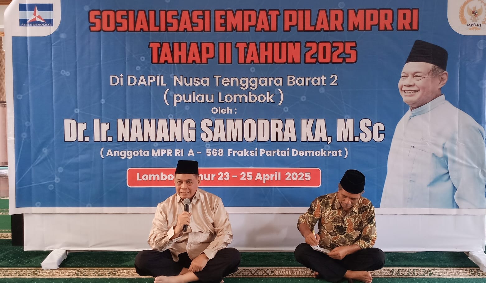 Sosialisasi empat pilar MPR RI Tahap II 2025 di Lombok Timur oleh Dr H Nanang Samodra.