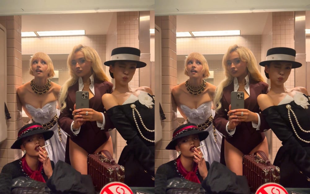 Mirror selfie Jennie BLACKPINK bareng Sabrina Carpenter, Whitney Peak, dan Angele pada saat ajang Met Gala 2025.