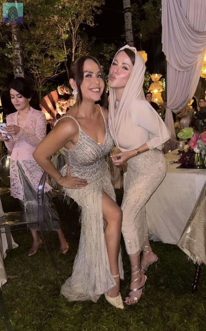 KONTROVERSI: Tampilan gaya busana artis Olla Ramlan di pesta pernikahan artis Luna Maya dan Maxim Bouttier disorot warganet.