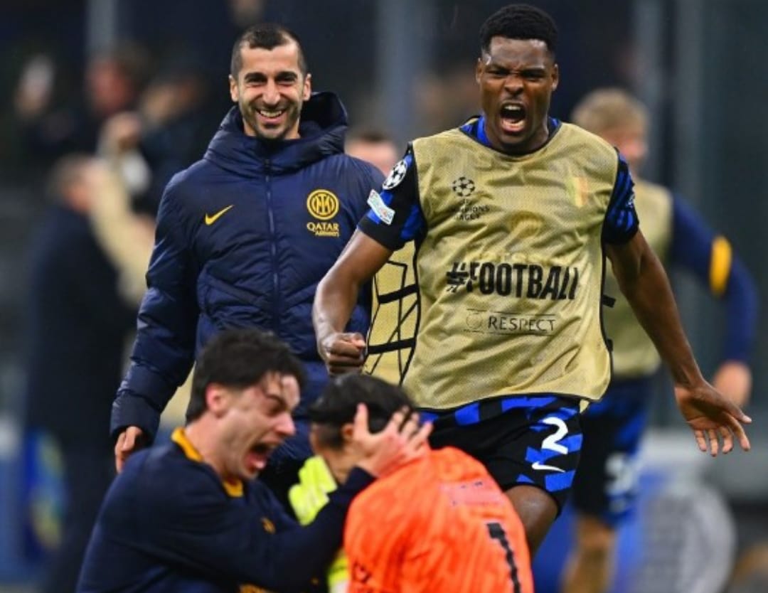 Pemain Inter Milan merayakan kemenangan kontra Barcelona di babak semifinal Liga Champions.
