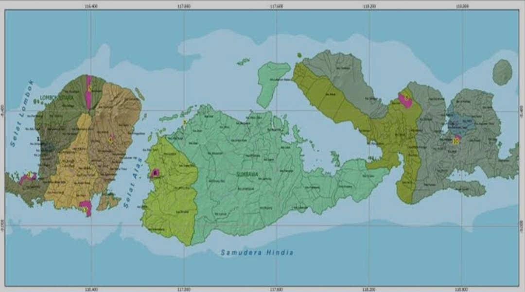 Peta Provinsi NTB dari Pulau Lombok hingga Sumbawa