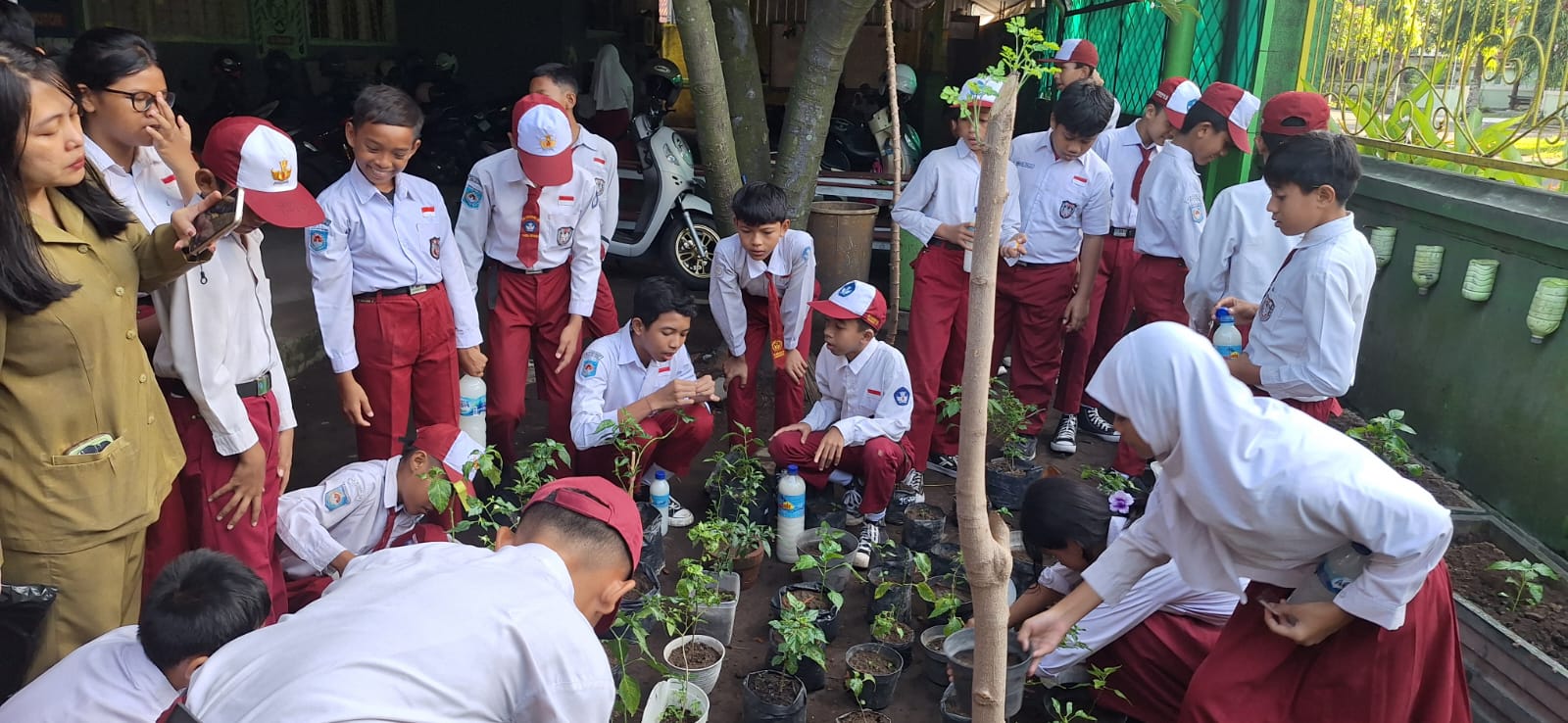 Murid SDN 19 Cakranegara diajarkan untuk peduli lingkungan.