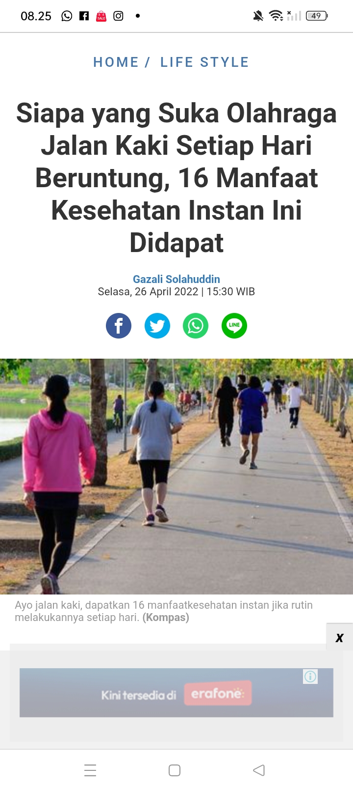 Jalan kaki adalah olahraga sederhana yang bisa dipilih kaum emak-emak untuk tetap sehat dan menurunkan berat badan.