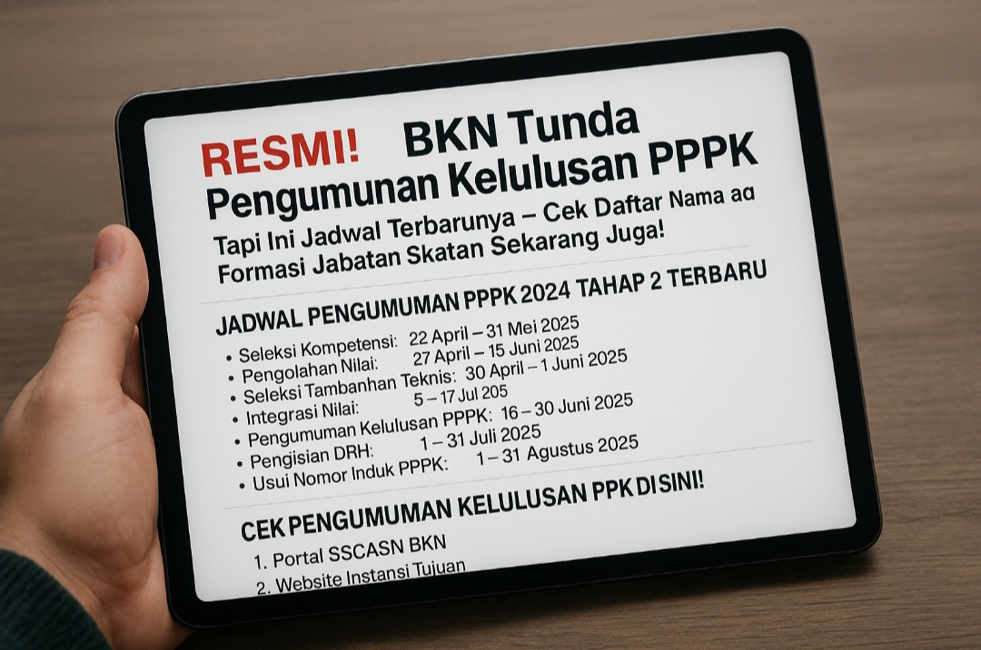 RESMI: BKN Tunda Pengumuman Kelulusan PPPK, Tapi Ini Jadwal Terbarunya, Cek Daftar Nama dan Formasi Jabatan Sekarang Juga.