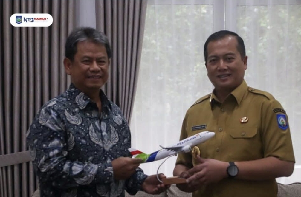 Gubernur NTB Lalu Muhamad Iqbal menyambut baik hadirnya rute baru ini saat menerima audiensi Komisaris Utama Pelita Air, Suprasetyo, di Pendopo Gubernur NTB. (Foto: Pemprov NTB)