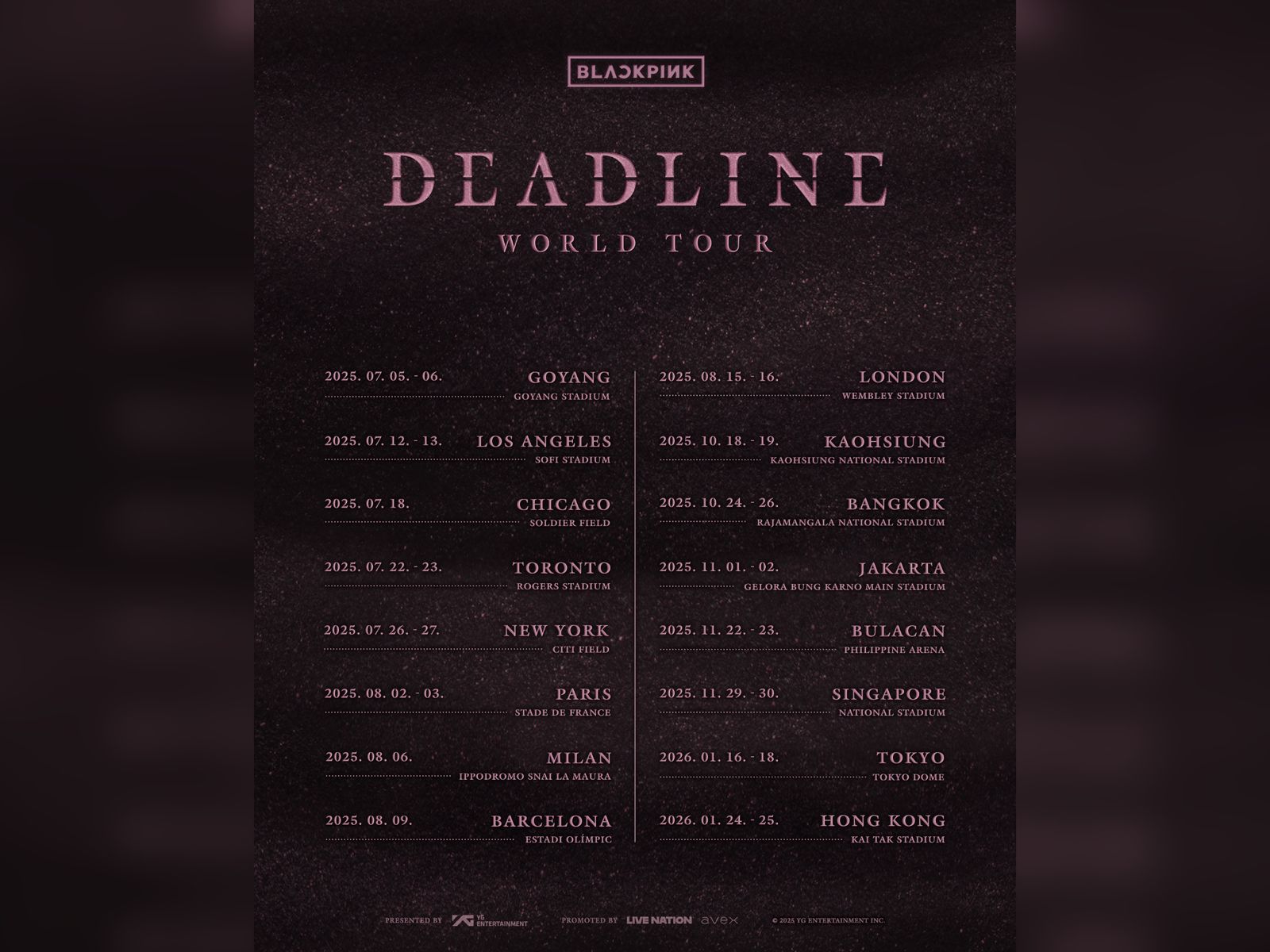 Jadwal BLACKPINK World Tour 2025 diberbagai kota