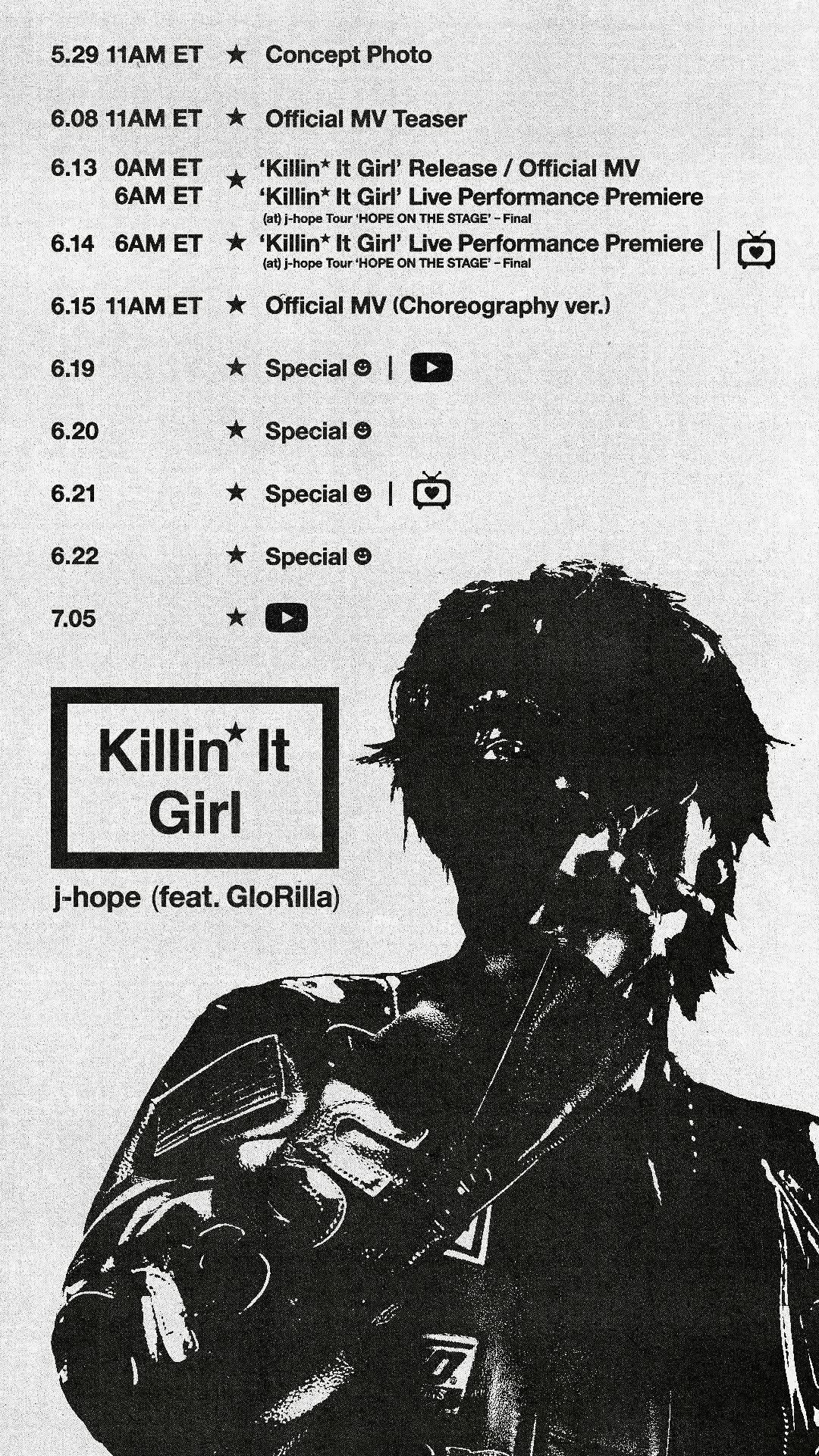 Jadwal perilisan lagu J-Hope BTS Killin It Girl (feat GloRilla)