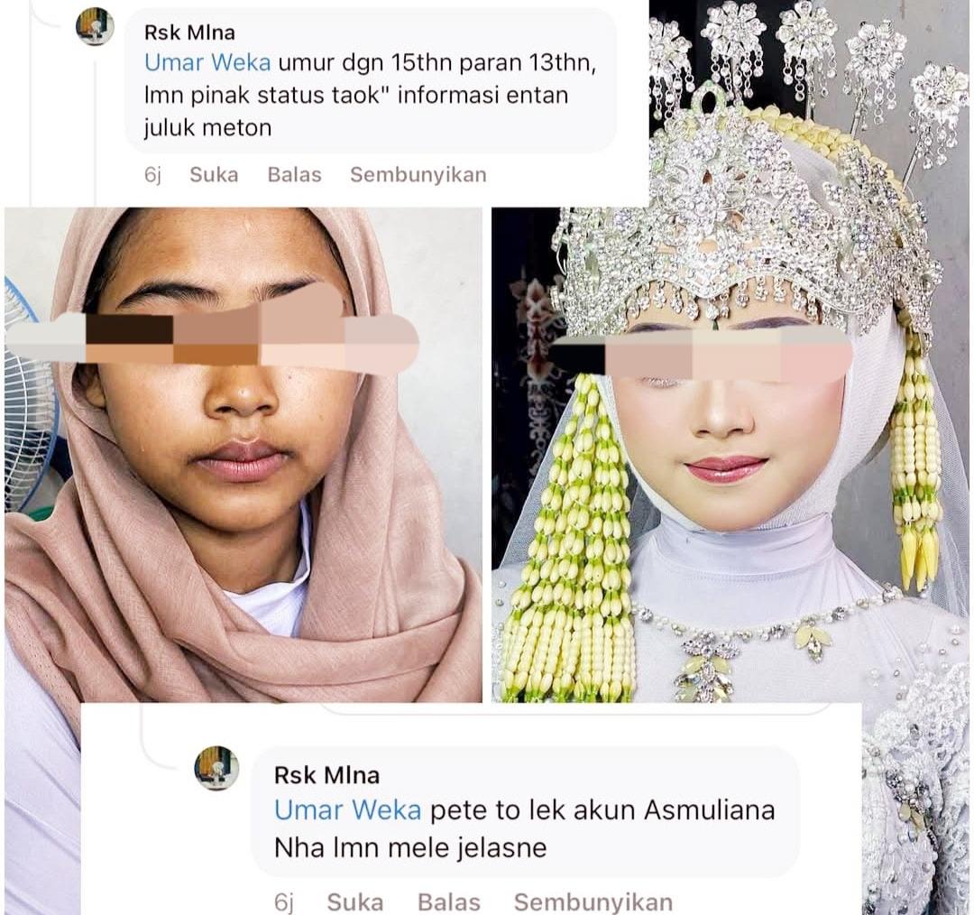 Perias pengantin anak SMP di Lombok ngotot menyebut usia YL 13 tahun bukan 15 Tahun, sampai ribut dengan netizen yang sebut dirinya salah informasi.