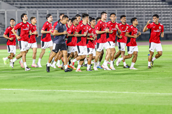 Timnas Indonesia saat berlatih jelang melawan Tiongkok