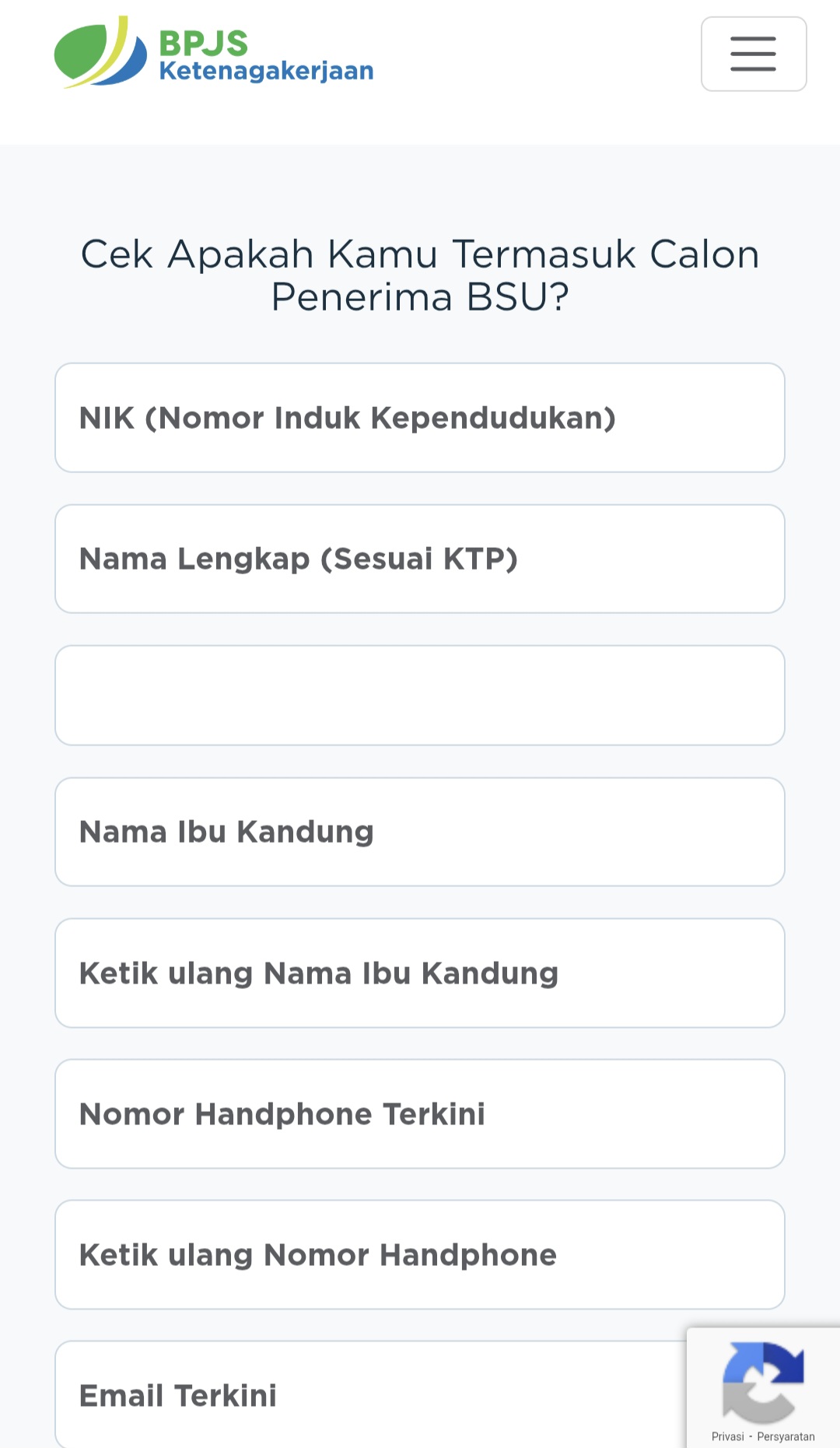 MENGISI DATA: Cara mengecek penerima BSU 2025 via BSU BPJS Ketenagakerjaan (Tangkapan layar)