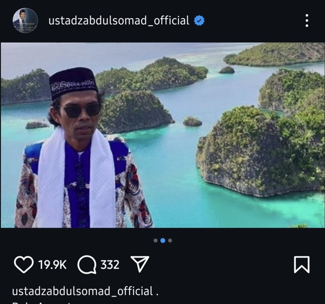 Ustadz Abdul Somad menulis puisi soal nasib Raja Ampat yang diunggahnya di laman Instagram miliknya. (Ig ustadzabdusomad_official)