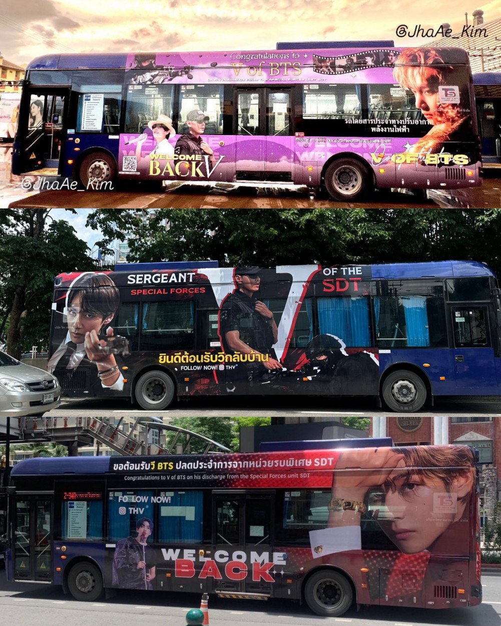 Wrapped bus khusus sambut V BTS bebas militer, project army dari berbagai negara