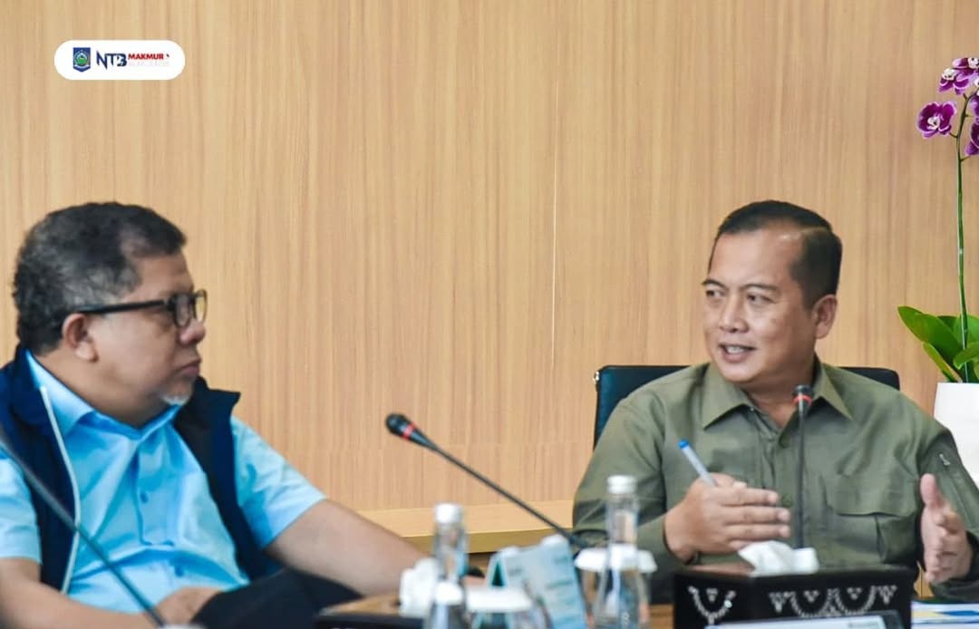 Momen pertemuan Wamen Fahri Hamzah dan Gubernur NTB Lalu Muhamad Iqbal.