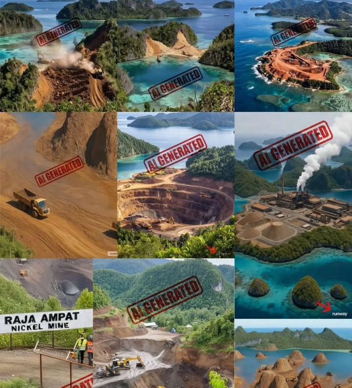Sejumlah gambar AI yang dianggap menyesatkan oleh Sari Yuliati terkait kondisi Raja Ampat