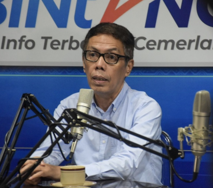 DISKUSI NTB MENDUNIA: Tim transisi Iqbal-Dinda Dr Adhar Hakim menyampaikan pandangan dalam Podcast Bintang, Diskominfotik NTB, Jumat (13/6).
