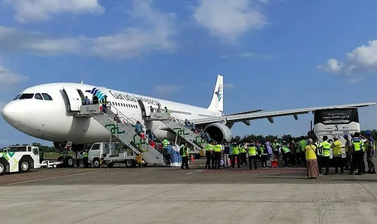 Ilustrasi proses pemulangan jemaah haji Indonesia dari Arab Saudi ke Tanah Air.