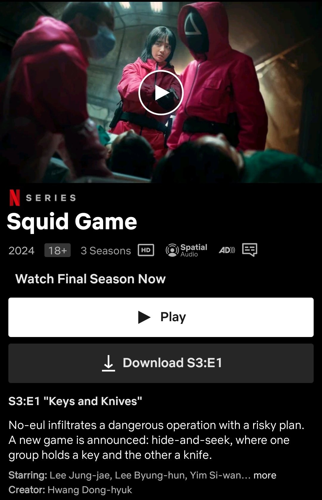 Poster resmi Squid Game Season 3 yang menampilkan karakter Gi-hun dengan tampilan lebih gelap dan penuh dendam. (Foto: Netflix)
