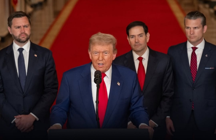 Presiden Amerika Serikat, Donald Trump saat mengumumkan militer AS telah berhasil menghancurkan pusat nuklir di Iran beberapa waktu lalu.