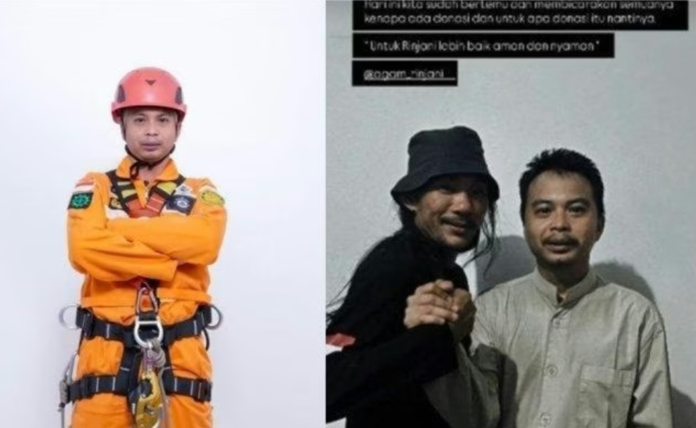 Agam Rinjani dan anggota Tim SAR Rio