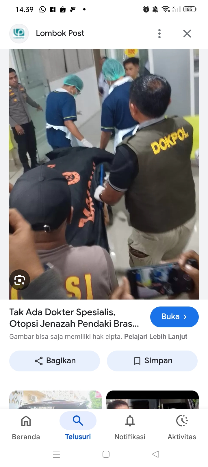 Jenazah Juliana Marins usai dievakuasi dari jurang Gunung Rinjani Lombok NTB.