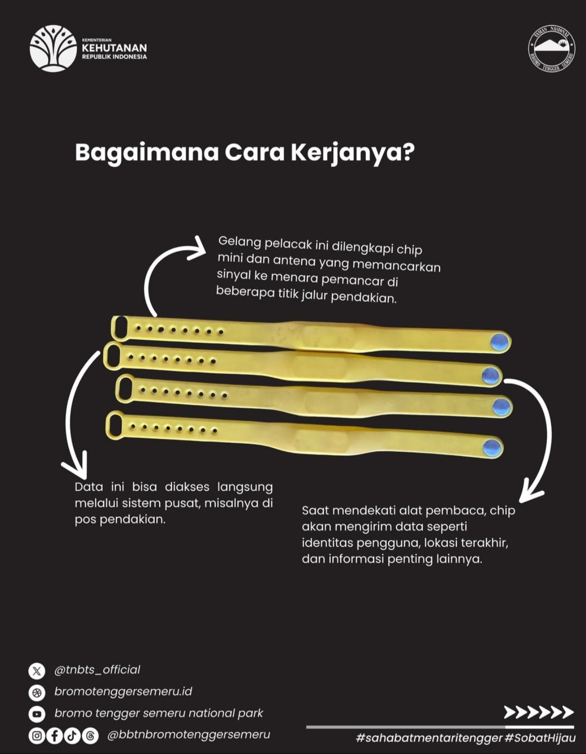 Contoh gelang pelacak RFID. (Foto: IG Balai Taman Nasional Bromo Tengger Semeru)