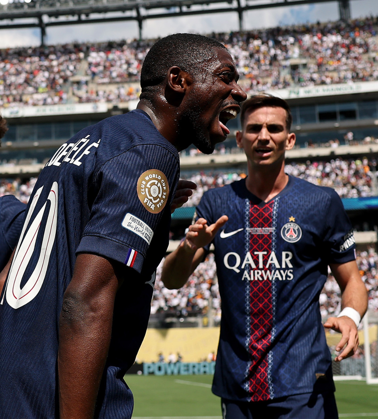 Dembele merayakan kemenangan PSG setelah melumat Real Madrid di Piala Dunia Antarklub 2025