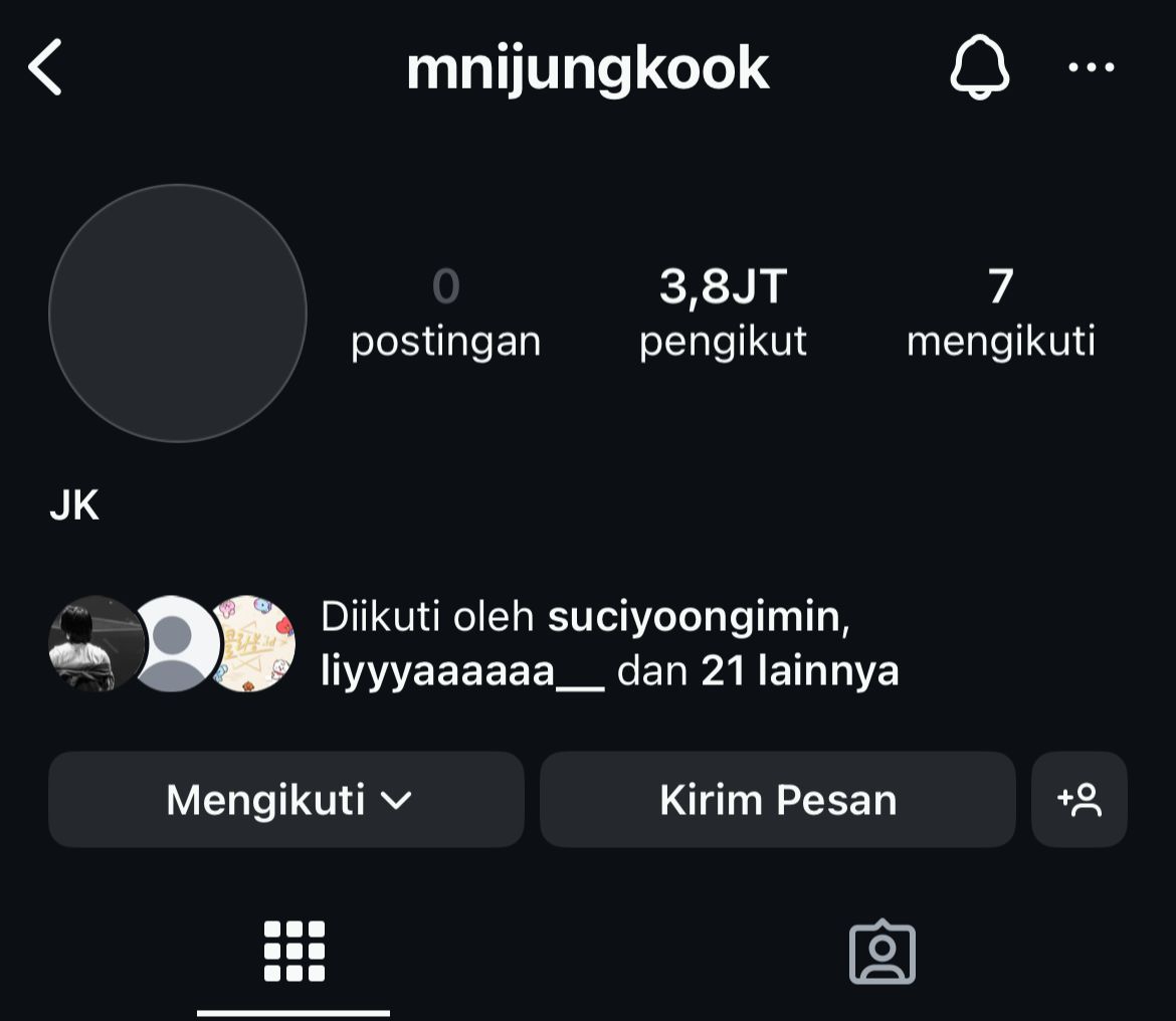 Akun instagram baru Jungkook BTS