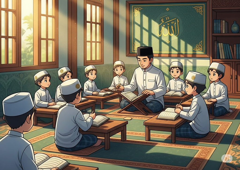 Ilustrasi anak belajar di Pondok Pesantren